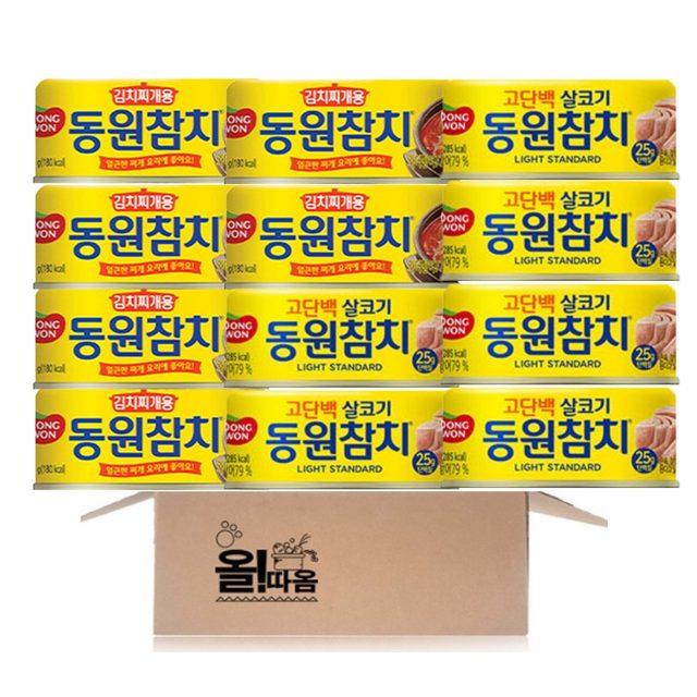 동원 라이트스탠다드 6개 + 김치찌개용 6개 · 135g × 12개